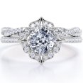 thumbnail image 1 of JeenMata Anillo Nupcial con Pavé Infinito de Moissanita de Talla Cojín de 1,75 Quilates y Racimo de Flores Engastado en Plata de Oro Blanco de 18 K, 1 of 6