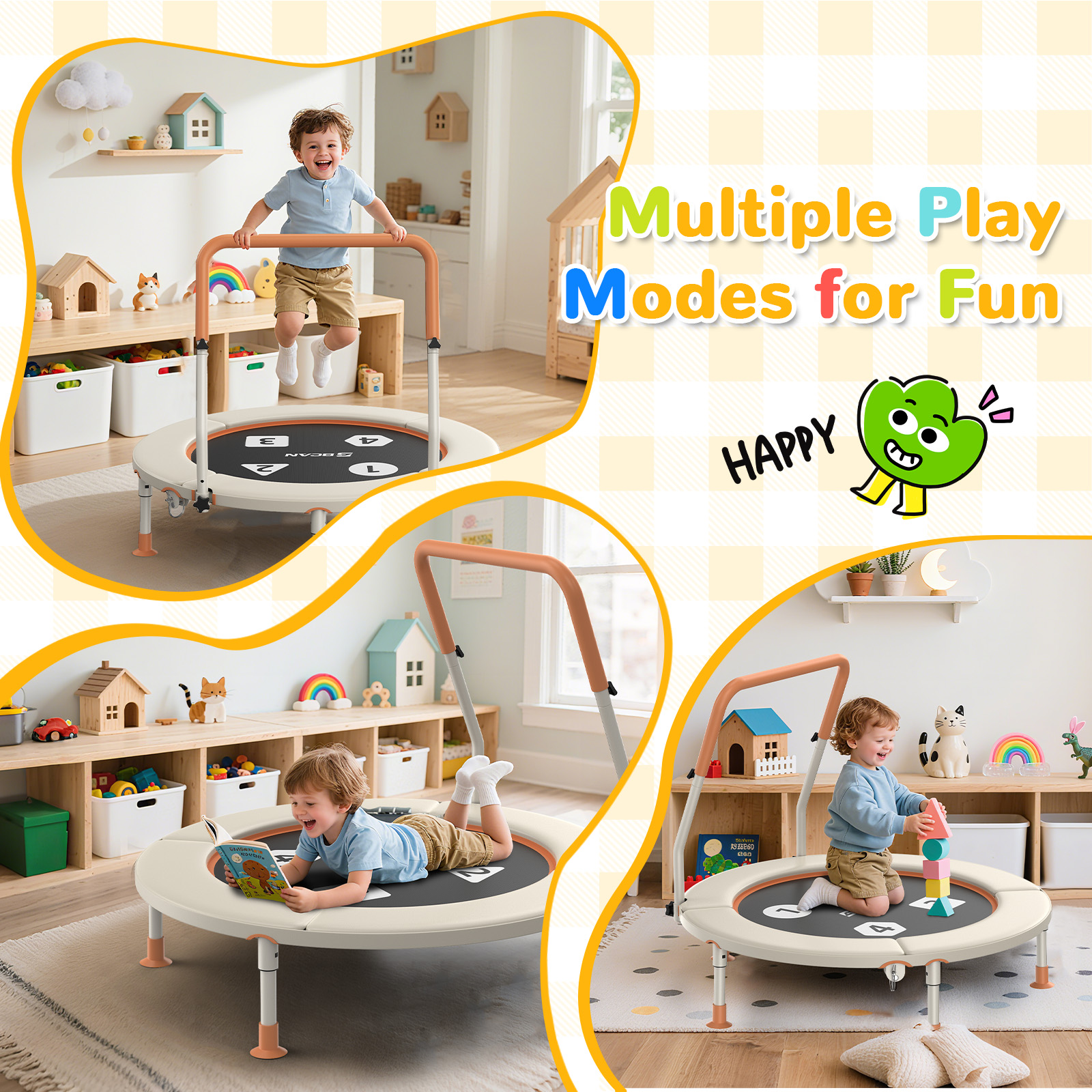 BCAN 36-Inch Mini Toddler Trampoline with Foam Handle photo 3