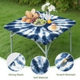 thumbnail image 4 of Blue White Tie Dye Mandala Pattern Square Fitted Tablecloth with Elastic Edge,Square Table Cover,Washable Elastic Table Cover for Home Kitchen Party Decor 34"x34", 4 of 6