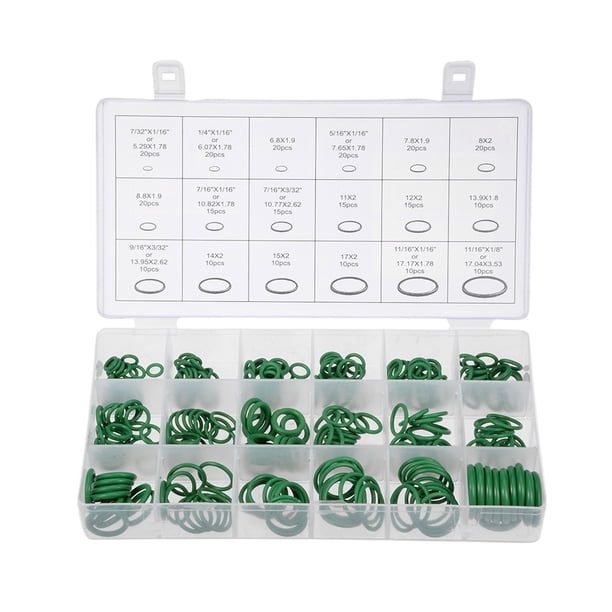 Juego de anillos O de surtido de sellos métricos para reparación de fontanería y automotriz verde