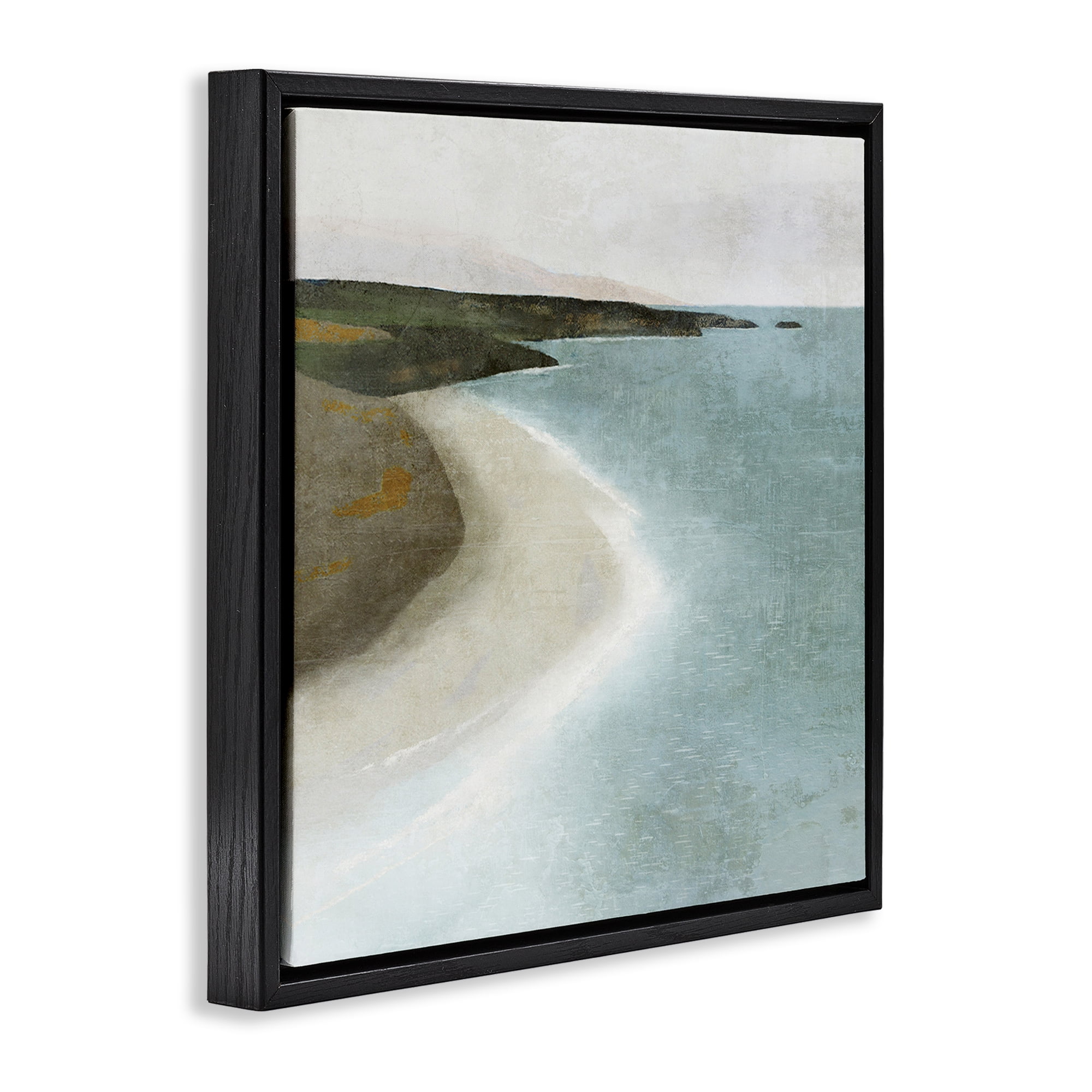 Stupell Industries Simple Serene Coastline Landscape Painting Black Floater Framed Canvas Art Print Wall Art, 25 x 25