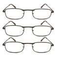 thumbnail image 2 of EYE ZOOM 3 Pairs Unisex Metal Frame Vintage Design Reading Glasses with Spring Hinge for Men and Women (Brown, Strength: +1.50), 2 of 5