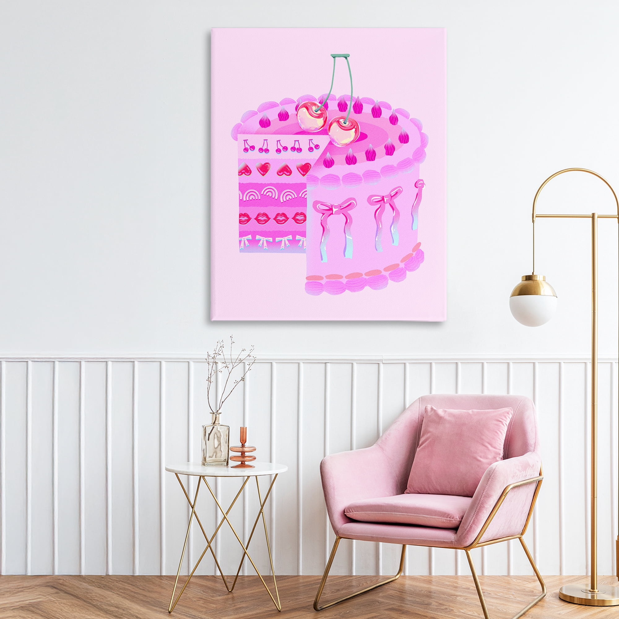 Stupell Industries Pastel Cherry Layered Cake Canvas Wall Art, design by Ziwei Li