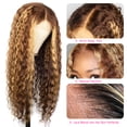thumbnail image 3 of Afrodiva Highlight Lace Front Wig Human Hair Colored Deep Wave Frontal Wigs for Black Women Ombre Blonde P427 Glueless Human Hair Wigs Pre Plucked 150% Density 24inch, 3 of 6