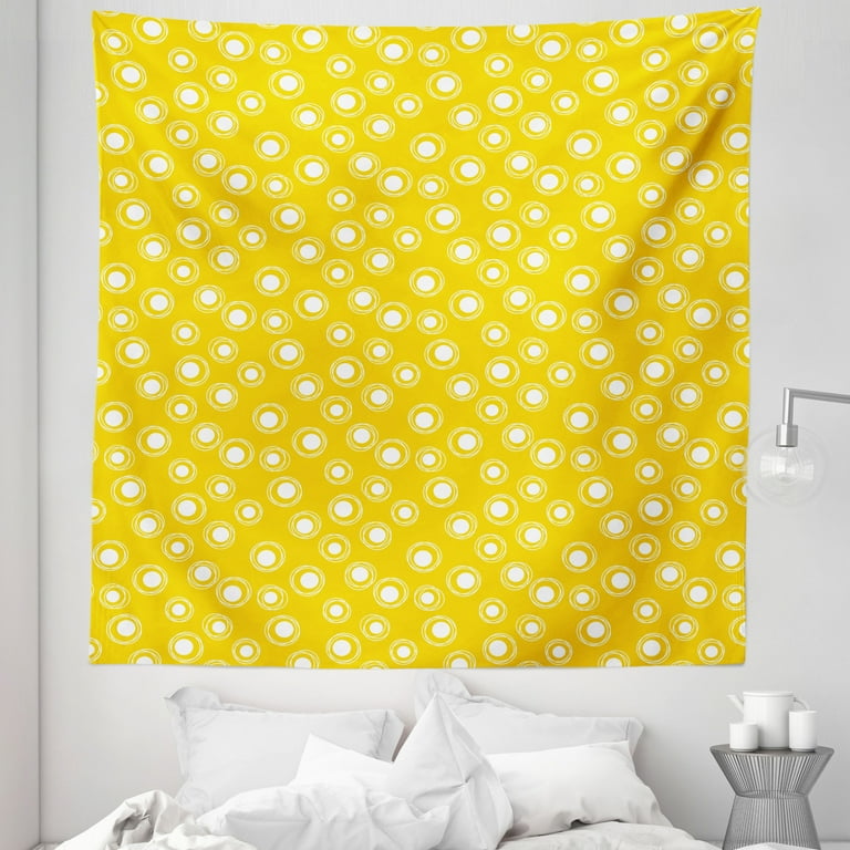 Yellow and White Tapestry Round Spots Sketchy Circles Randomly Placed on Pastel Background Fabric Wall Hanging Decor for Bedroom Living Room Dorm 5 Sizes Yellow and White by Ambesonne Walmart