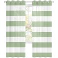 thumbnail image 2 of Geometric Sage Sheer Curtains 63 Inch Long 2 Panels, Green Stripes Light Filtering Semi Sheer Drapes Grommet Voile Window Curtain for Living Bedroom W42 x L63, 2 of 9