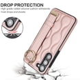 thumbnail image 4 of CCSmaller for Samsung Galaxy S24 Case with Strap Wristband Kickstand, PU Leather Phone Cover with Ring Case for Samsung Galaxy S24 ZWD Rose, 4 of 8
