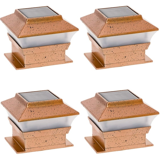RELIGHTABLE Solar Square Outdoor Post Cap Deck Lights for 4x4 (Copper) (4-Pack)