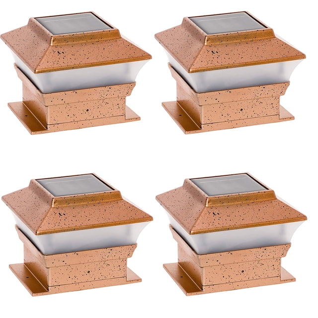 RELIGHTABLE Solar Square Outdoor Post Cap Deck Lights for 4x4 (Copper) (4-Pack)
