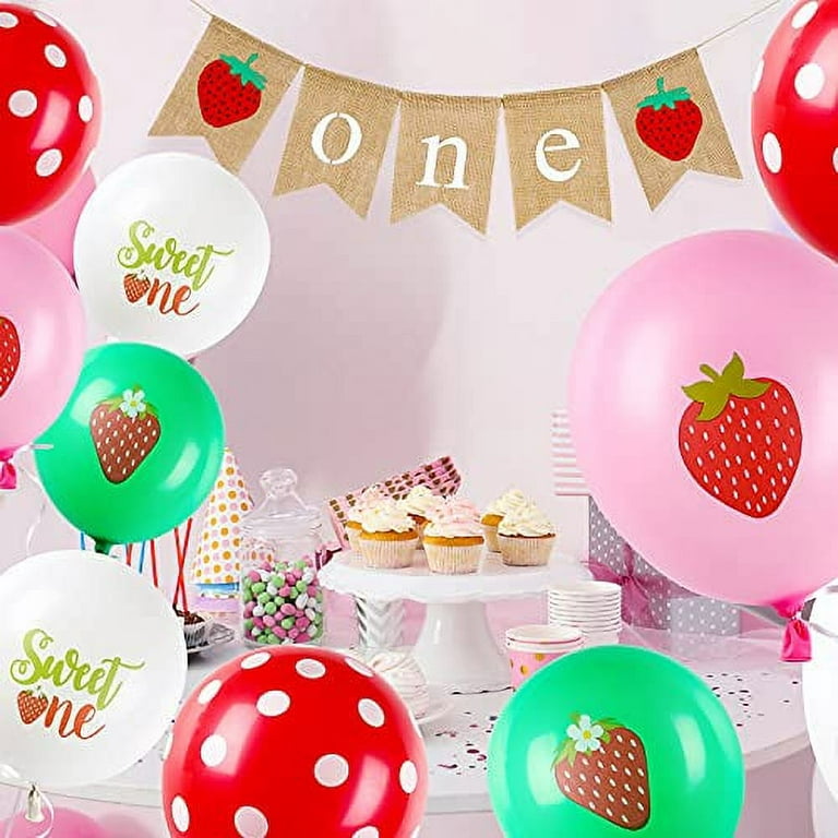 4 Pcs Strawberry One Letter Sign Table Centerpieces Berry Sweet One  Birthday Party Decorations Strawberry Party Decorations for Baby Girls  Summer