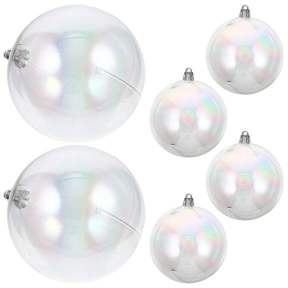 DEEPCRAFF Set of 6 Clear Plastic Christmas Ornaments with Iridescent Shine for Holiday Decorations and Xmas Tree Hanging Decor