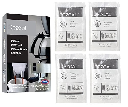 Urnex Dezcal Coffee and Espresso Descaler and Cleaner - 4 Uses - Activated Scale Remover Use with Home Coffee Brewers Espresso Machin