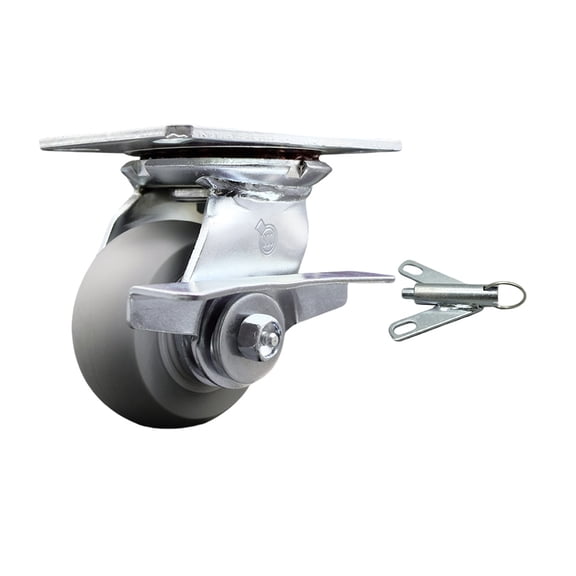 4 Inch Thermoplastic Rubber Caster with Roller Bearing and Brake/Swivel Lock SCC