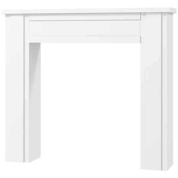 Modern Fireplace Mantel, Freestanding Fireplace Surround with Leg for Electric Fireplaces, White