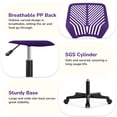 thumbnail image 5 of Yaheetech Adjustable Mesh Office Chair Mid Back Swivel Chair, Purple, 5 of 7