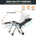 thumbnail image 3 of Slsy Zero Gravity Chair with Removable Soft Cushion, Cup Holder, Headrest, Lawn Recliner, Reclining Patio Lounger Chair, Folding Portable Chaise, 3 of 11