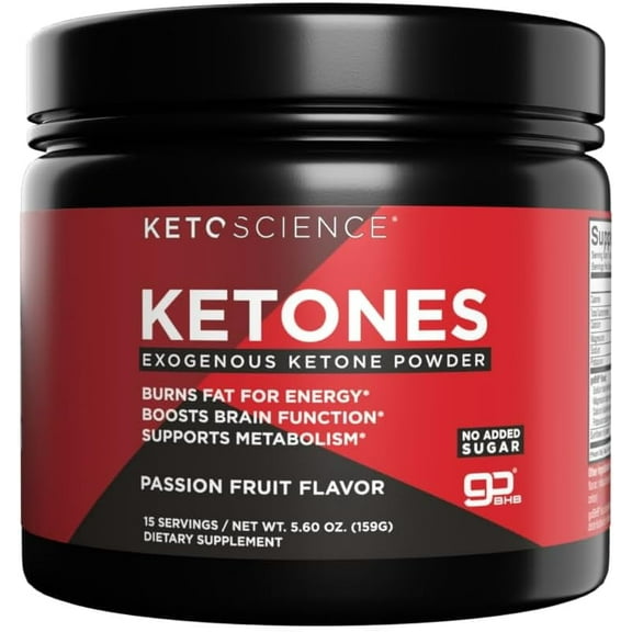 KETO SCIENCE Ketones Powder, Exogenous Ketone Powder, with goBHB, Keto Electrolytes Powder, Supports Metabolism, Focus and Workout Support, Passion Fruit Flavor, 15 Servings
