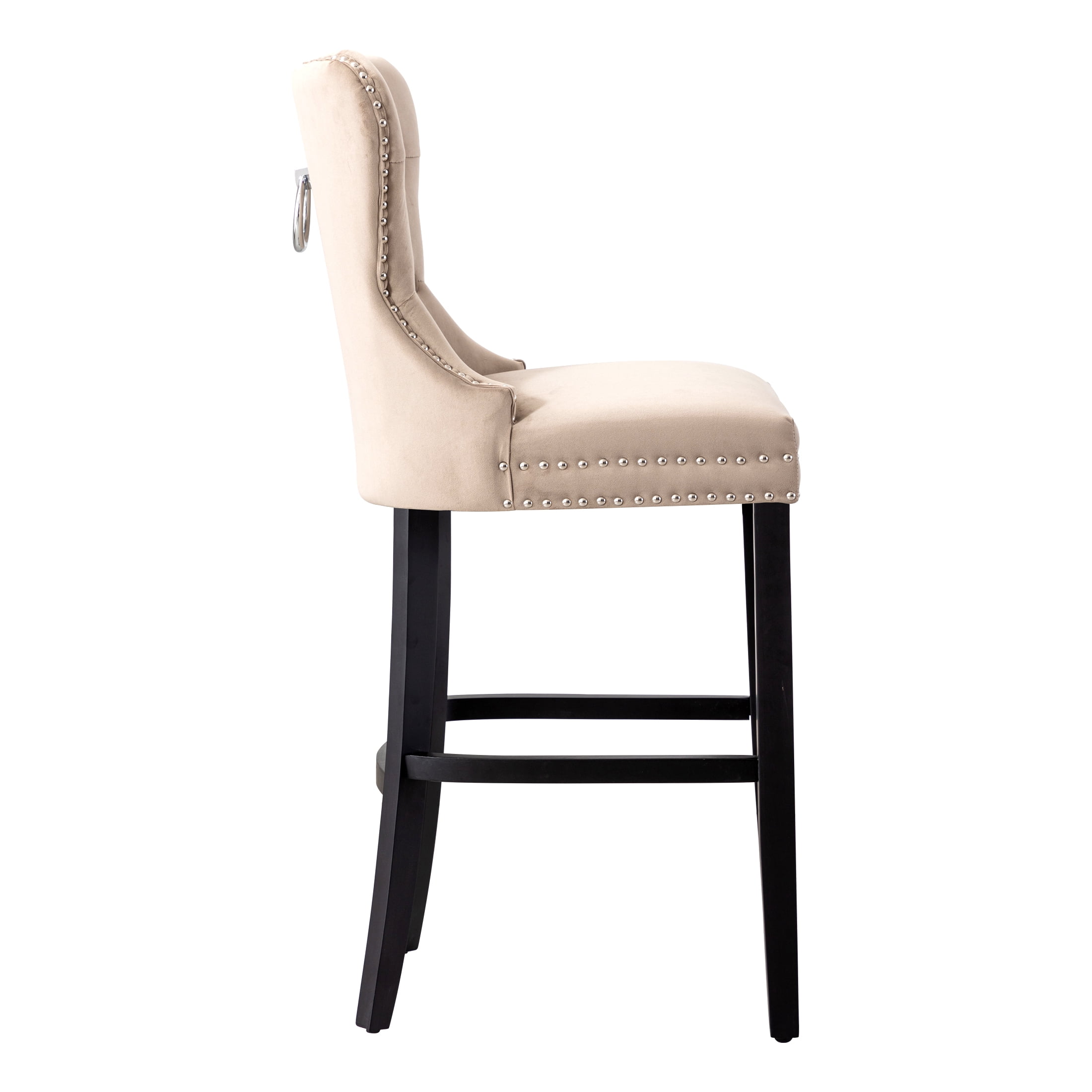Westin Outdoor 29" Tufted Velvet Counter Stool, Black/Velvet Taupe
