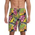 thumbnail image 2 of Picia Colrful Tropical Leaves Pajama Shorts for Men, Men's Pajama Bottoms, Sleepwear,Short Pajama Pants-4X-Large, 2 of 9
