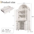 thumbnail image 5 of Fluted Arched Kitchen Pantry Storage Cabinet,71" Tall Cabinet with 2 Glass Doors,Freestanding Modern 2 Doors Cabinet with Adjustable Shelves for Kitchen,Living Room,Bedroom, 5 of 7