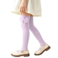 thumbnail image 2 of QSAWXQZ Girls' Knee High Socks Bow Detail Ribbed Knitting Breathable Long Socks 3-12Years, 2 of 7