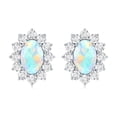 thumbnail image 2 of Rosec Jewels Oval Shape Ethiopian Opal Stud Earrings with Diamond Halo - 1.8 Carat - AAA Grade, 925 Sterling Silver, 2 of 7