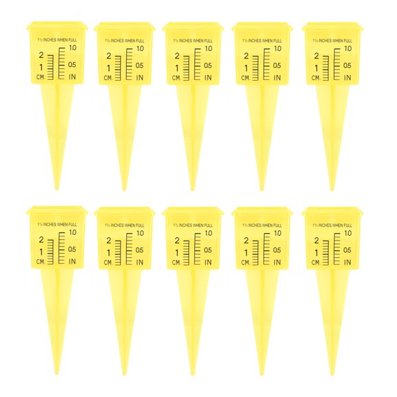 Medidor de lluvia de 10 piezas con números ABS amarillo medidor de lluvia de 1,5 pulgadas para césped de cubierta