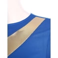 thumbnail image 4 of YiZYiF Women's Praise Liturgical Dance Costume Metallic Gold Worship Overlay Jumpsuit Loose Pants Blue M, 4 of 7