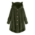 thumbnail image 2 of Viikei Women Clearance All 2025! Plus Size Winter Coats for Women,Fashion Women's Button V-Neck Pullover Tops Long Sleeve Hooded Blouse Coat Army Green M, 2 of 4