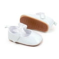 thumbnail image 2 of Infant Baby Girls Princess Wedding Dress Mary Jane Flats Toddler Soft Sole First Walker Sparkly Lightweight School Uniform Shoes (0-3 Months, White), 2 of 8