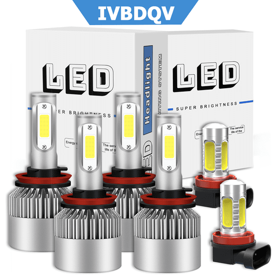 IVBDQV For Ford Focus 2012-2018 LED Headlight Bulbs,H9 H11 High Low Beam and H11 Fog light,6pcs