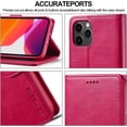 thumbnail image 4 of Case for iPhone 12 / iPhone 12 Pro, PU Leather Wallet Folio Flip Magnetic Buckle Slim Back Cover Built-in Card Holder Slot and Stand for iPhone 12 / iPhone 12 Pro 6.1 Inch (Rosered), 4 of 14