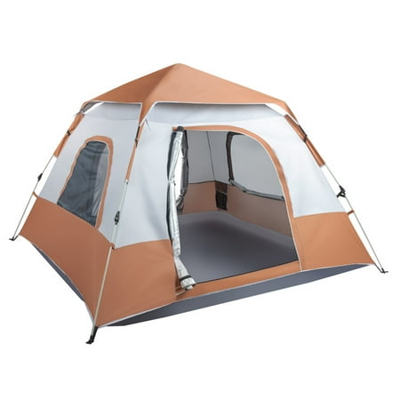 240*240*150cm Spring Quick Opening Four-Person Family Tent Camping Tent Brown Family Tent Camping Tent