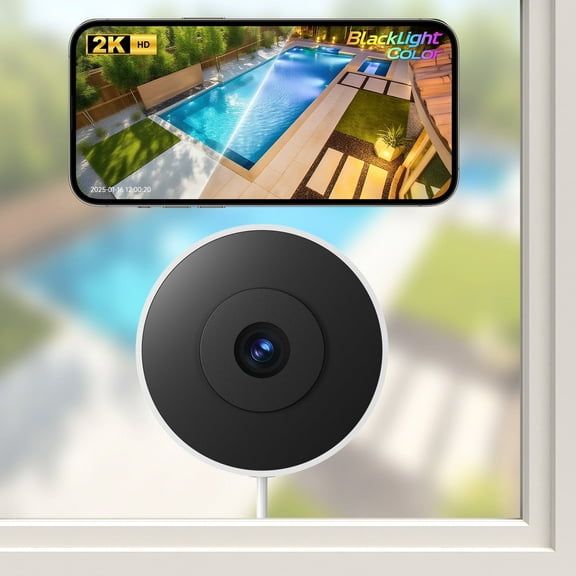 Window Camera, 2.4G&5G WIFI Home Security Camera 2K Indoor Outdoor Cameras for Home Security, Starlight Night Vision, 911 Emergency Dispatch, US Based Cloud, Easy & Quick Install