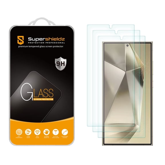 (3 Pack) Supershieldz Designed for Samsung (Galaxy S24 Ultra) Tempered Glass Screen Protector, Anti Scratch, Bubble Free