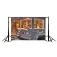 thumbnail image 3 of BSDHOME 7x5ft Photography Backdrop Christmas Tree Snow Covered Landscape Wood House Winter Night View Photo Background Backdrops, 3 of 4