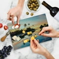 thumbnail image 5 of Tropical Cutting Board, Tropical Sunset Moorea French Polynesia Reflection Resort Scenic Waterscape, Decorative Tempered Glass Cutting and Serving Board, Small Size, Yellow Coral Blue, by Ambesonne, 5 of 5
