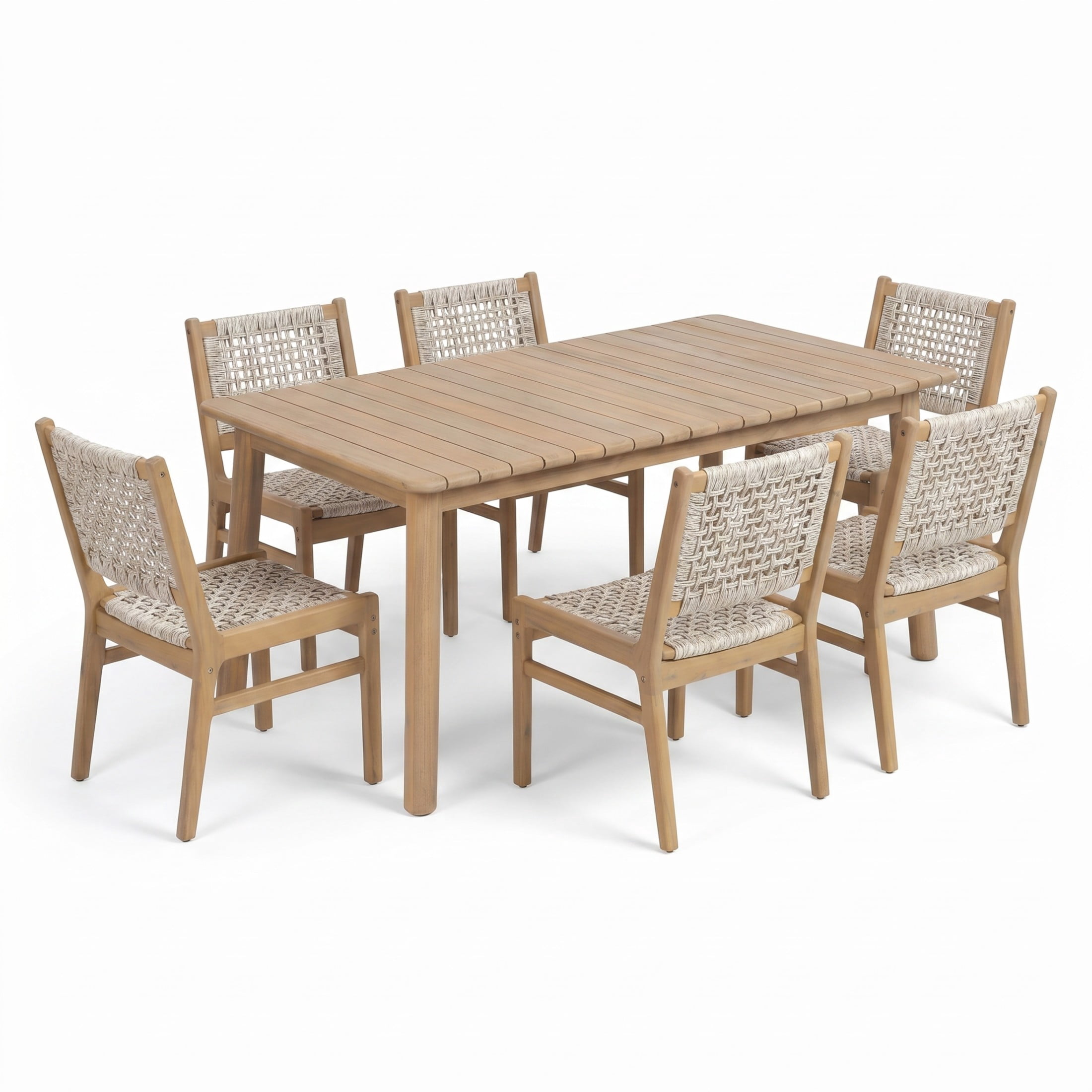 Christopher Knight Home 7-Piece Wood Outdoor Dining Set, Extendable Table with Wicker Chairs, Light Gray