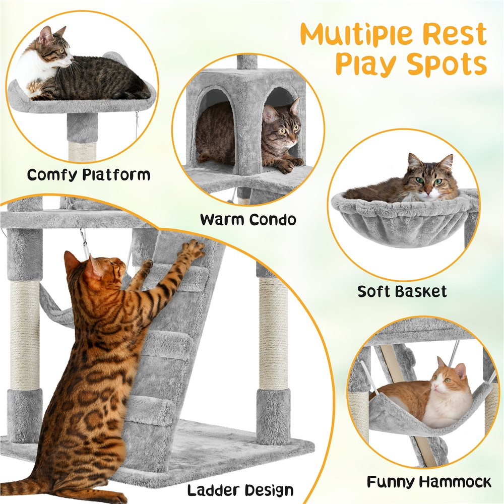 Alden Design 54" Cat Tree with Hammock and Scratching Posts photo 4