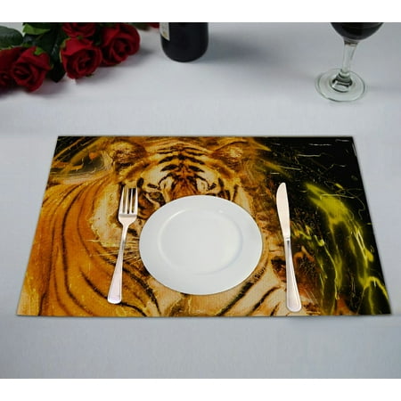 

GCKG Wildlife Placemat Animal Tiger Portrait Placemat 12x18 Inch Set of 2