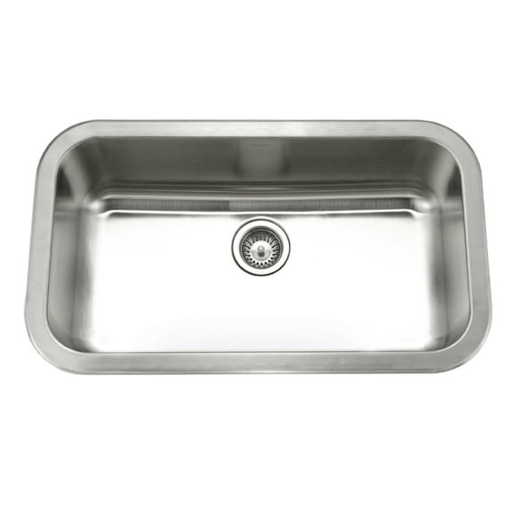 Houzer Medallion Gourmet 31 in Stainless Steel Undermount Single Bowl Kitchen Sink with Strainer - MGS-3018-1