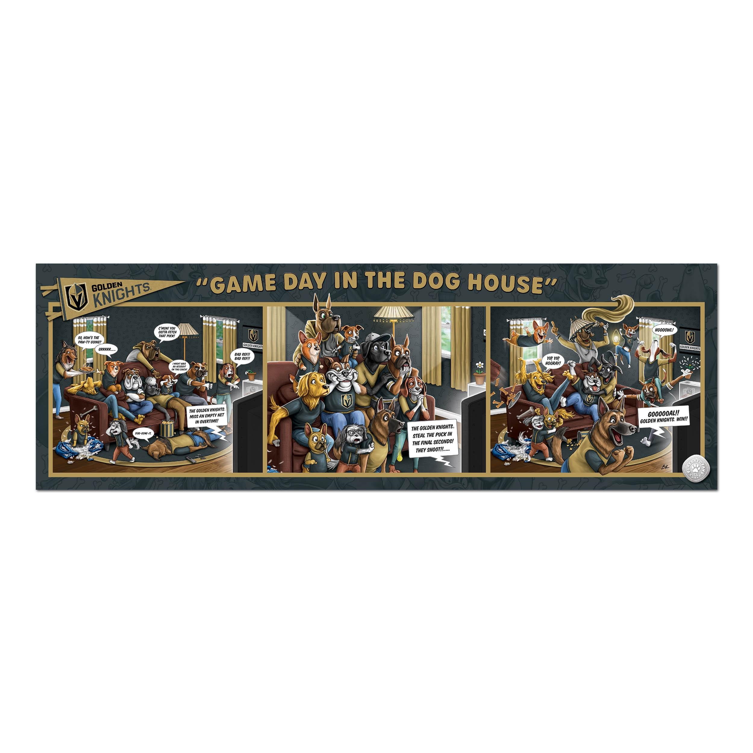 YouTheFan NHL Vegas Golden Knights Purebred Fans Gameday in the Dog House 1000PC Puzzle