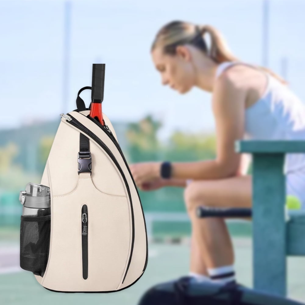 Tennis Racket Crossbody Bag Breathable Badminton Paddle Sports Backpack Sport Supplies (Beige)