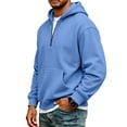 thumbnail image 2 of Hoodie Mens Quarter Zip Pullover Basic Sweatshirt Men Drawstring Hooded with Plain Elastic Hem 1/4 Zip Sweatshirt Royal Blue 2XL, 2 of 9