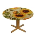 thumbnail image 3 of JEUXUS  Sunflower Round Fitted Tablecloth with Elastic Edge, Polyester Round Fitted Table Cloth Table Cover, Stain-Resistant Wipeable Elastic Tablecloth for Round Tables,, 3 of 7