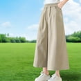 thumbnail image 2 of Khaki Boy Girl Brunch Pants for Children Boy Girl Midi Knee High Loose Fit Thin Quick Dry Flared Wide Leg Straight Leg Basic Long Bootcut Leg Skirt Pants Kid 2025 15 Years, 2 of 4