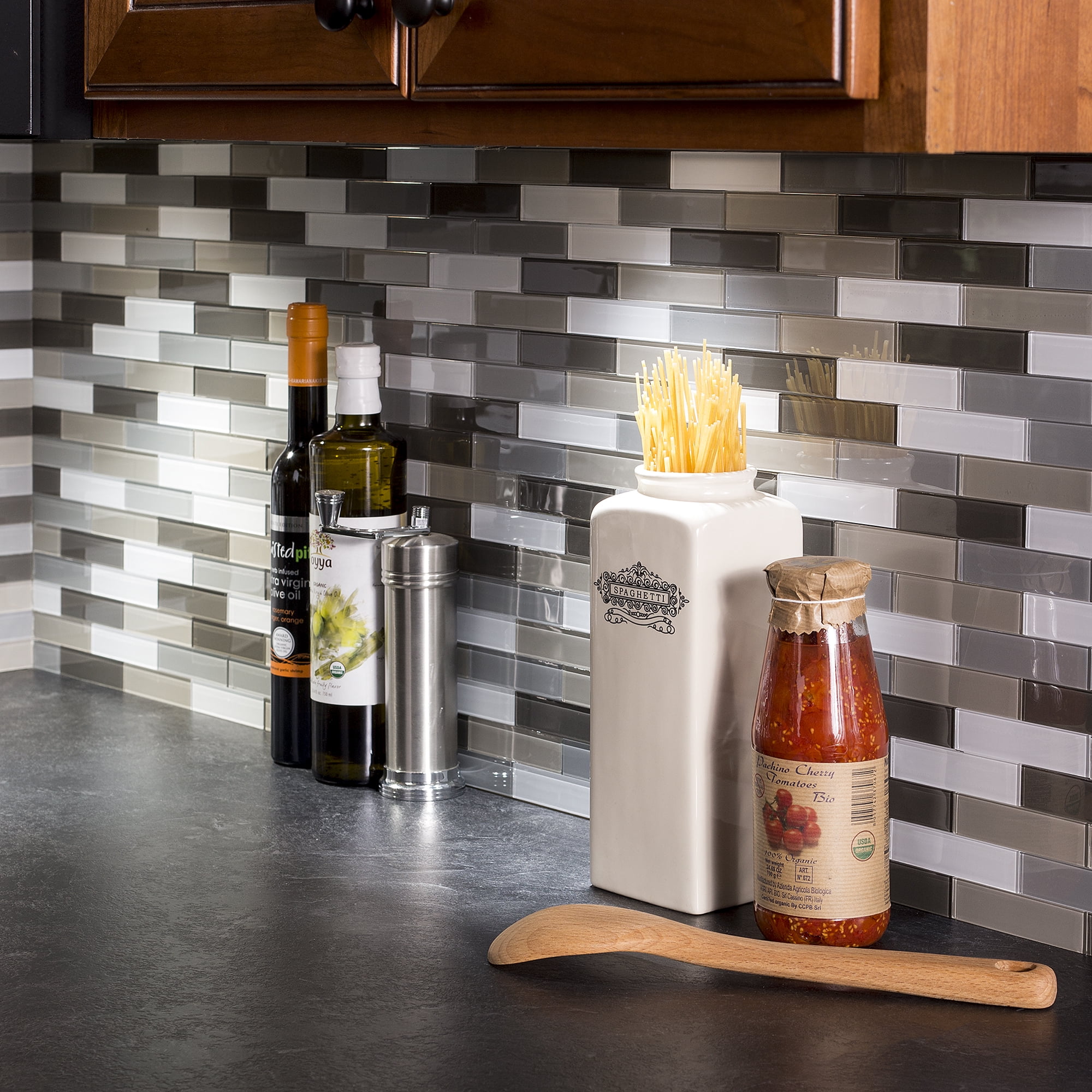 Aspect Peel and Stick Rustic Clay Matted Glass Backsplash Kit for Kitchen and Bathrooms (15 sq ft Kit)