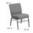 thumbnail image 5 of BizChair 4 Pack 21''W Church Chair in Gray Fabric with Book Rack - Silver Vein Frame, 5 of 11