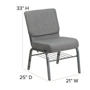 Flash Furniture Hercules Series 21W Upholstered Adult Church Chair with Book Rack, Gray