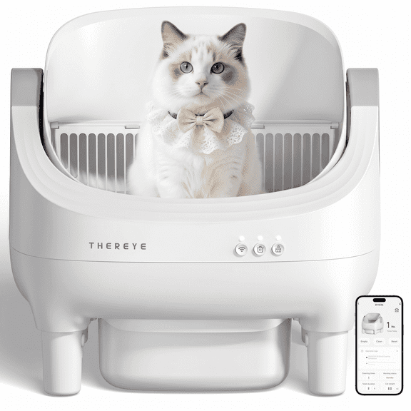 Osoeri Self Cleaning Cat Litter Box, Automatic Litter Box Self Cleaning ,Open Top Large Litter Box for Multiple Cats,with Safety Protection, APP Control,Odor Removal,Mat and Waste Bags Included, Gray